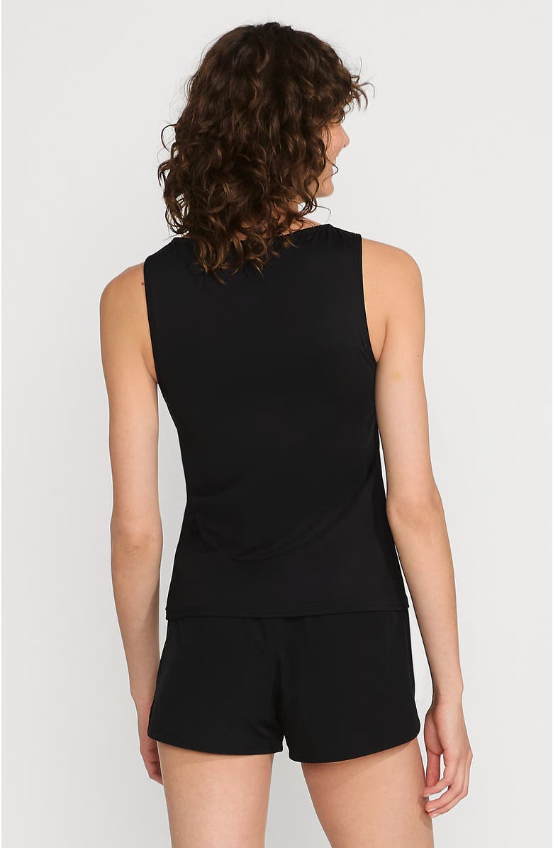 Lands' End High Neck UPF 50 Modest Tankini Top Swimsuit, Alternate, color, Black