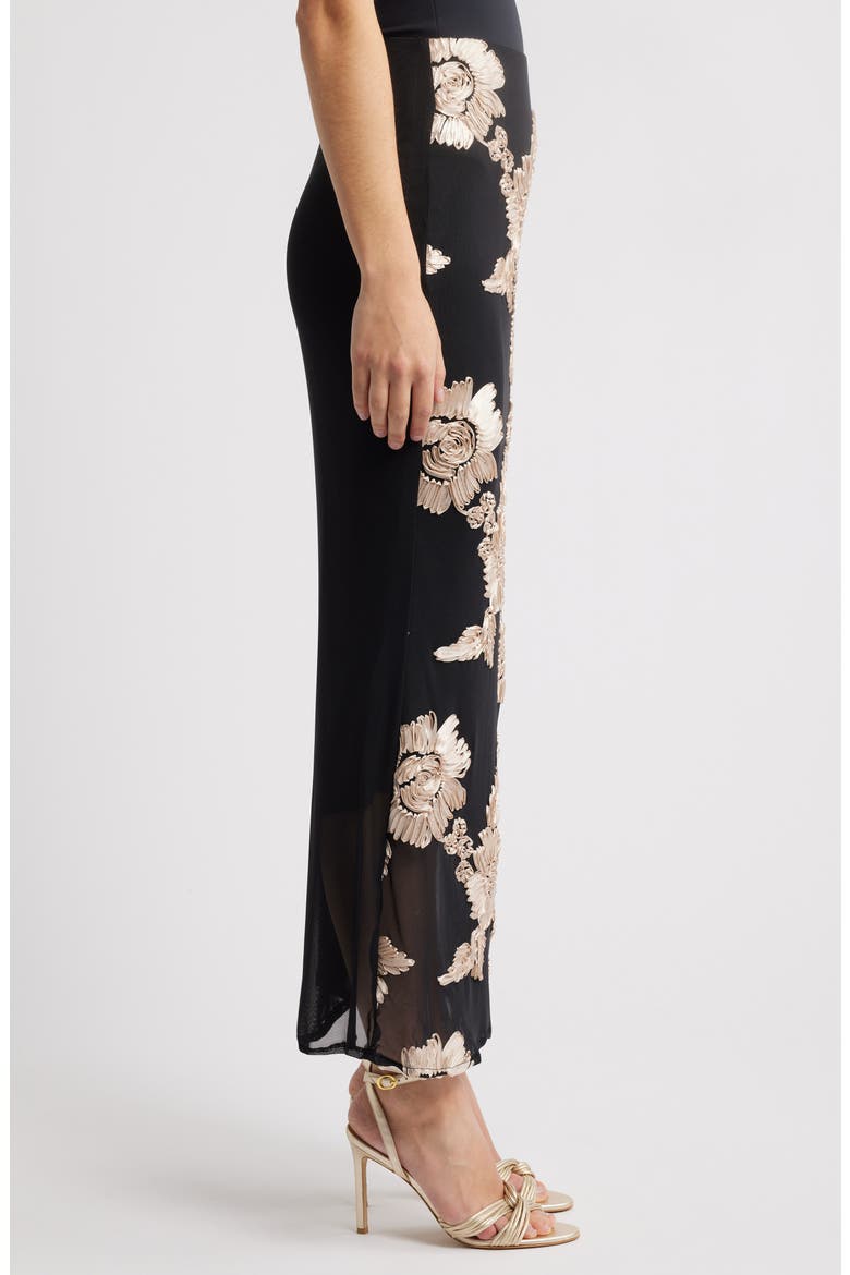 Vivica Floral Soutache Skirt, Alternate, color, BLACK