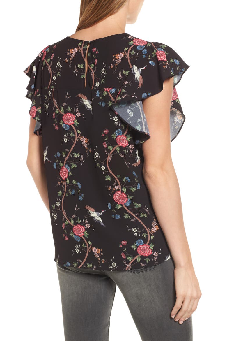 Ruffle Top, Alternate, color, BLACK MULTICOLOR FLORAL