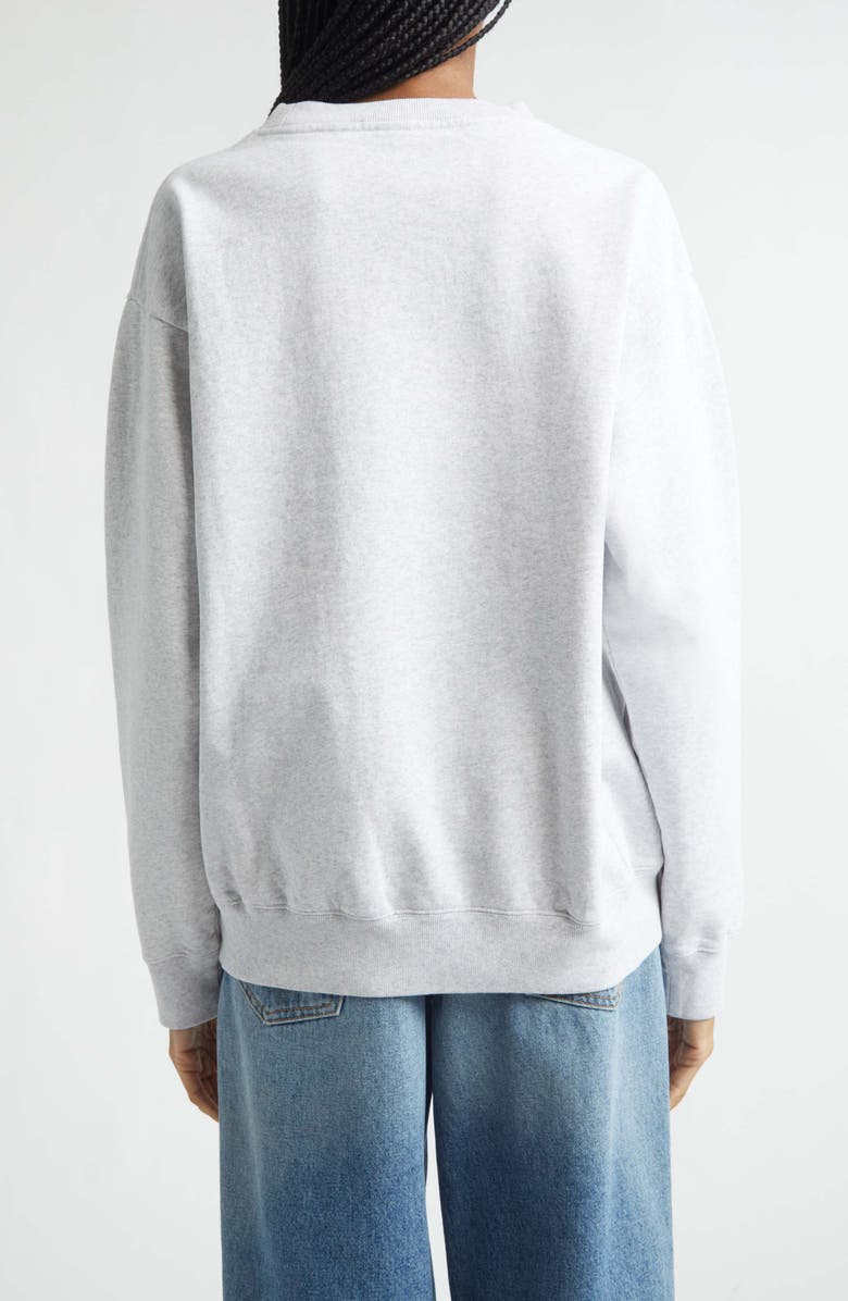 Sporty & Rich Gender Inclusive Nautical Embroidered Fleece Sweatshirt, Alternate, color, Heather Gray