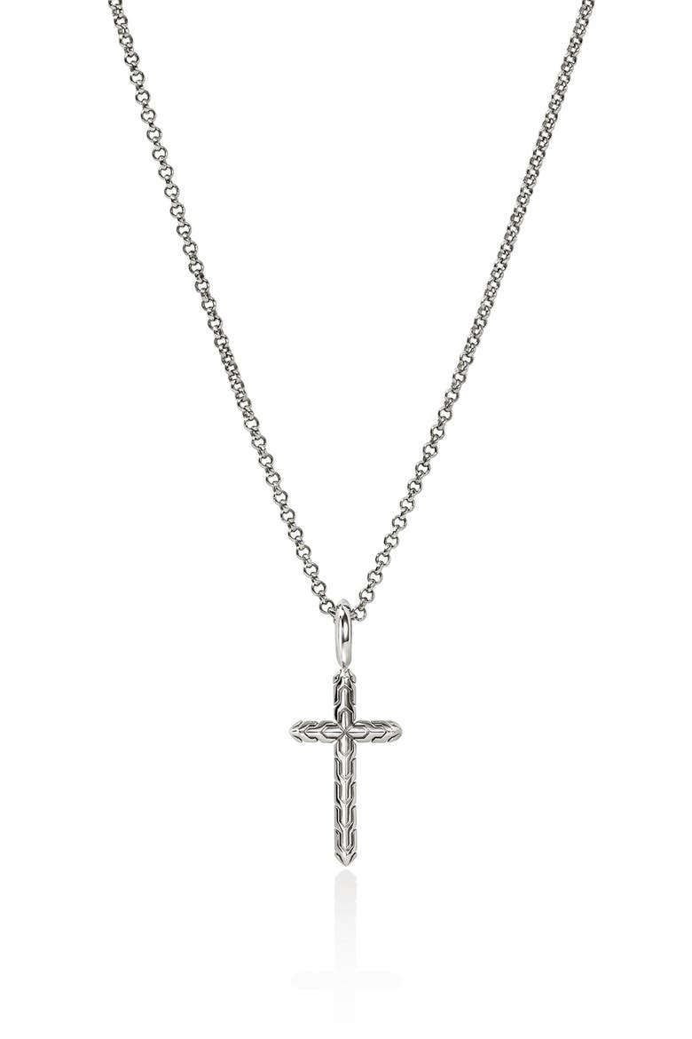 JH Essential Cross Pendant Necklace, Main, color, SILVER