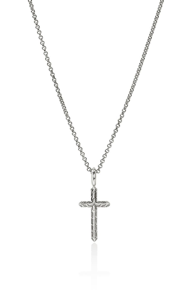 John Hardy JH Essential Cross Pendant Necklace, Main, color, Silver