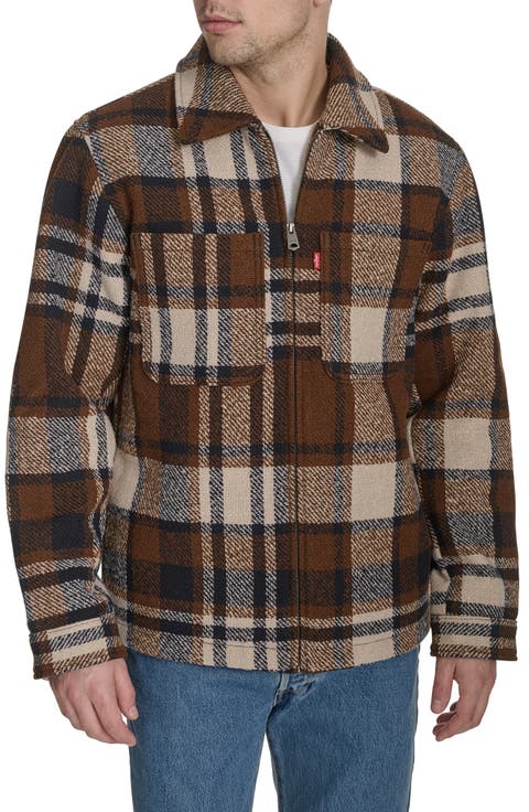 Zip Front Plaid Shacket
