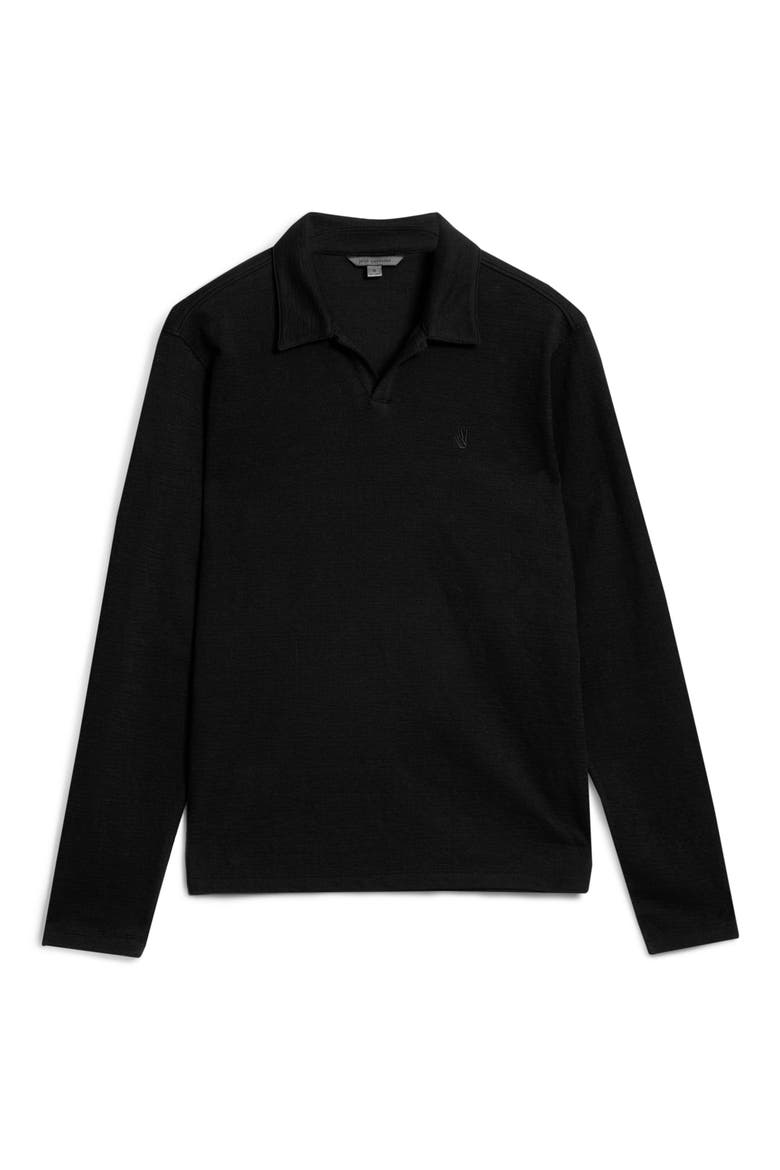 Morris Long Sleeve Johnny Collar Polo, Alternate, color, BLACK