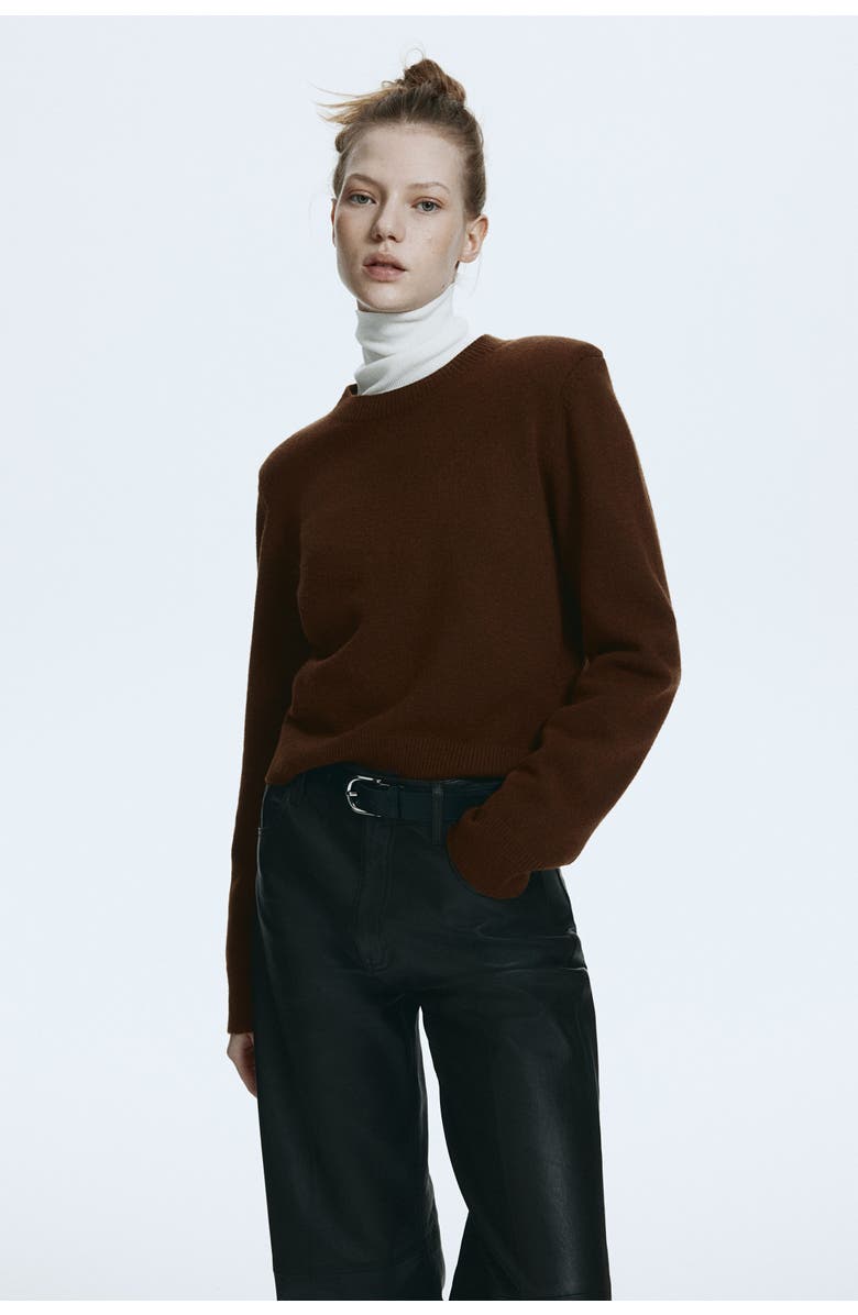 H&M Shoulder-pad Jumper, Alternate, color, Dark Brown