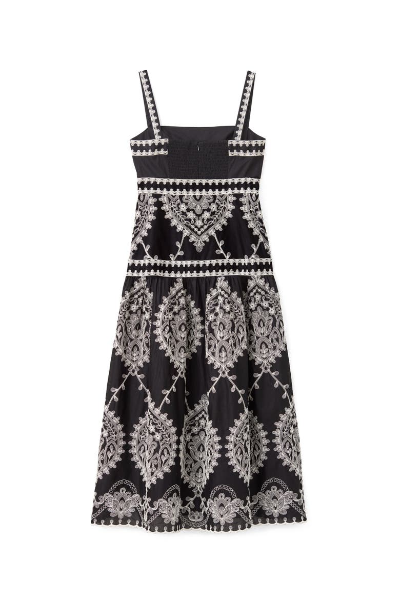 Adair Embroidery Midi Dress, Alternate, color, Noir