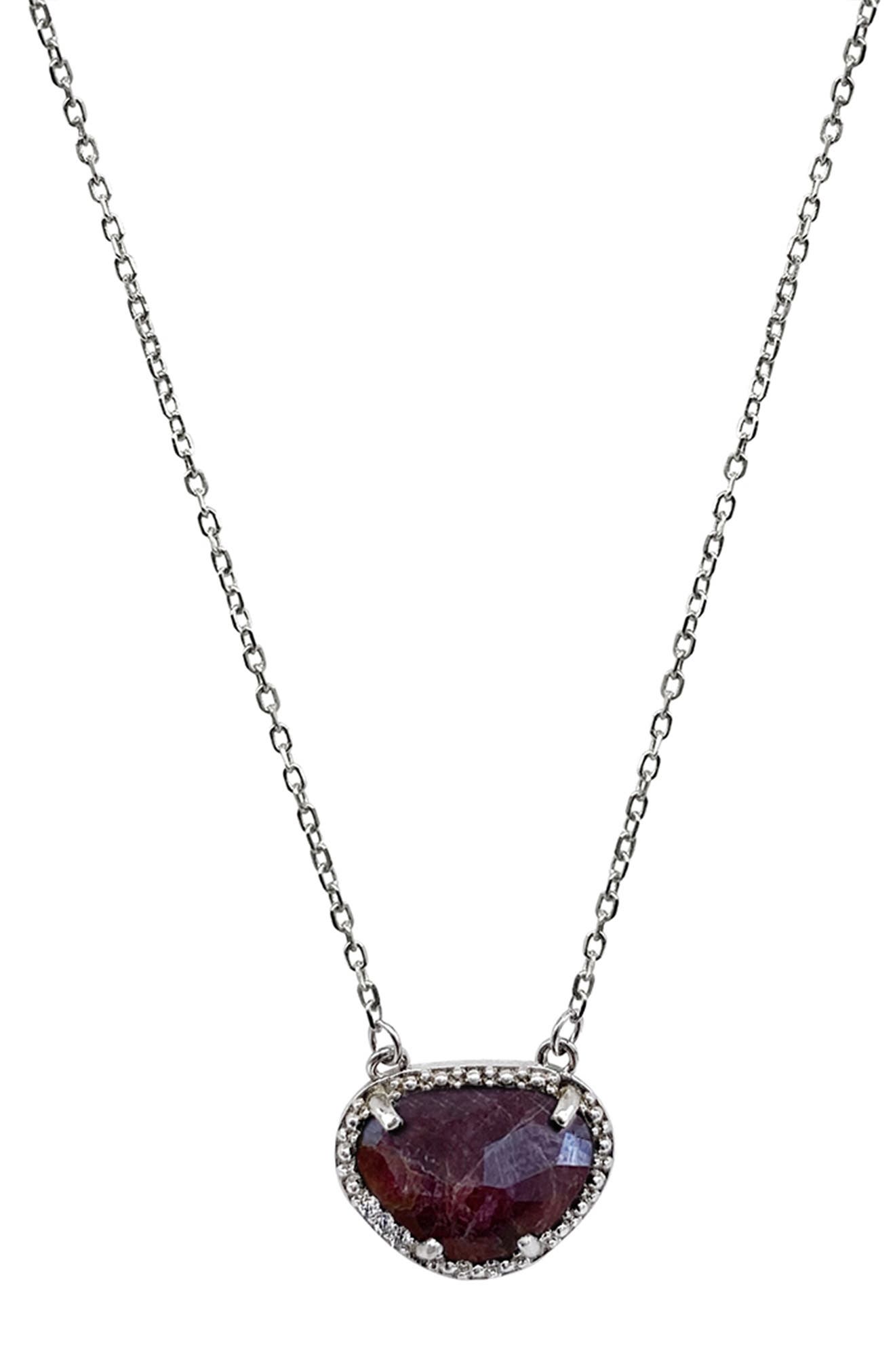 ADORNIA FINE Sterling Silver Birthstone Halo Pendant Necklace