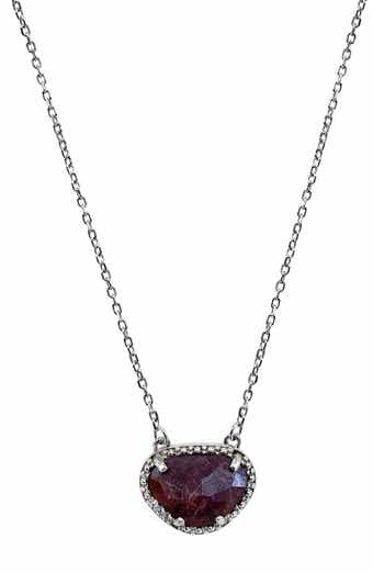 ADORNIA FINE Sterling Silver Birthstone Halo Pendant Necklace