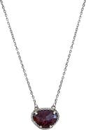 ADORNIA FINE Sterling Silver Birthstone Halo Pendant Necklace