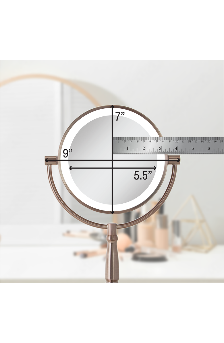 Zadro Lighted Makeup Mirror with 10X/1X Magnifications & Cordless, Alternate, color, Rose Gold