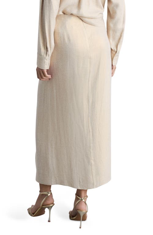 Mango Linen Blend Draped Midi Skirt Gold In Neutral