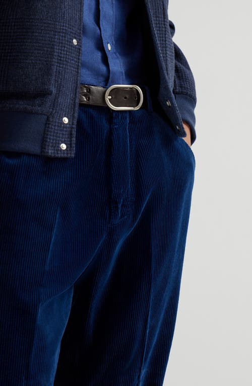 Brunello Cucinelli Corduroy Leisure Fit Trousers In Blue
