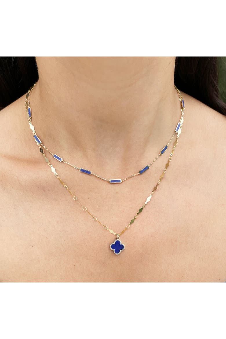 Lapis Diamond Clover Charm, Alternate, color, Lapis