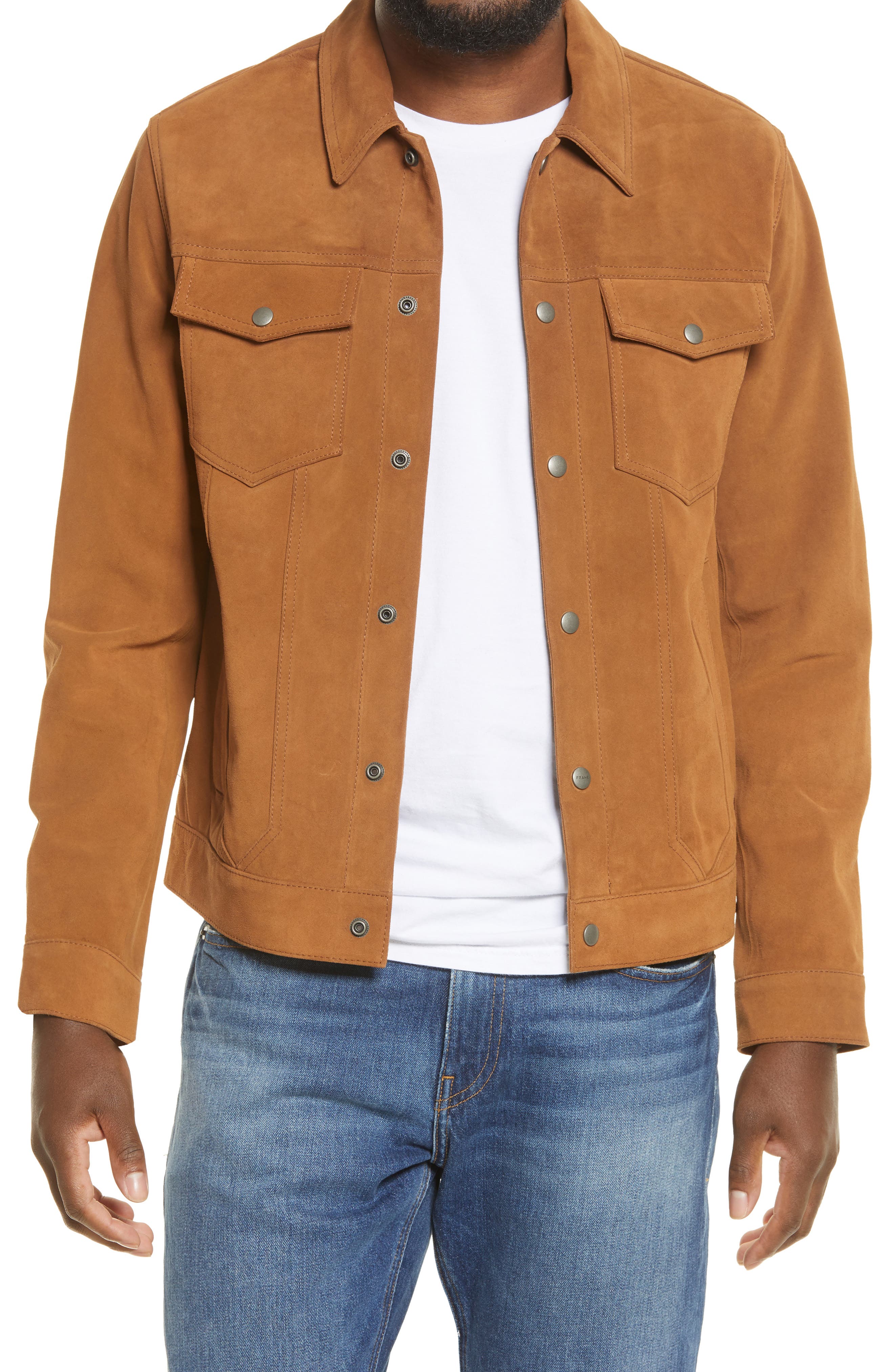 FRAME Suede Trucker Jacket (Men) | Nordstromrack