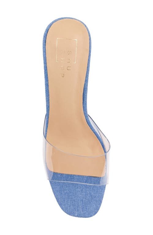 Shushop Frida Block Heel Slide Sandal In Denim