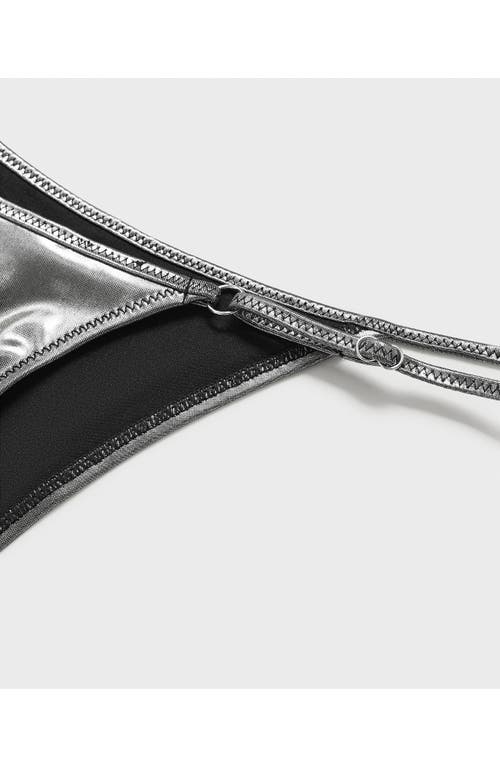 Mango Metallic Bikini Bottoms In Silver