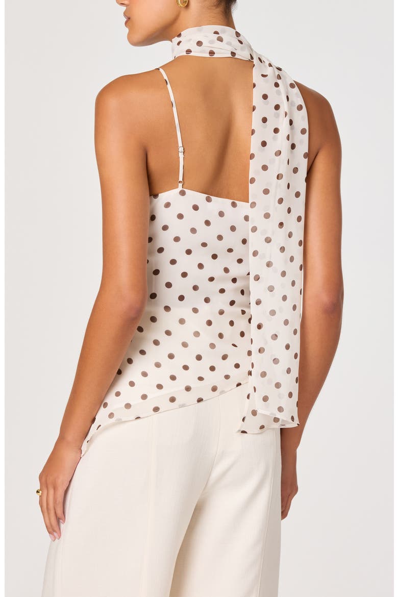Adrie Polka Dot Asymmetric Scarf Neck Top, Alternate, color, CREAM POLKA DOT