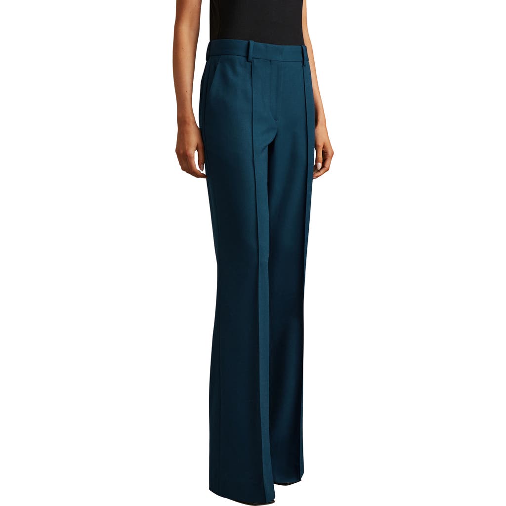 Reiss Teal Wide Leg Wool Blend Suit Trousers In Teal