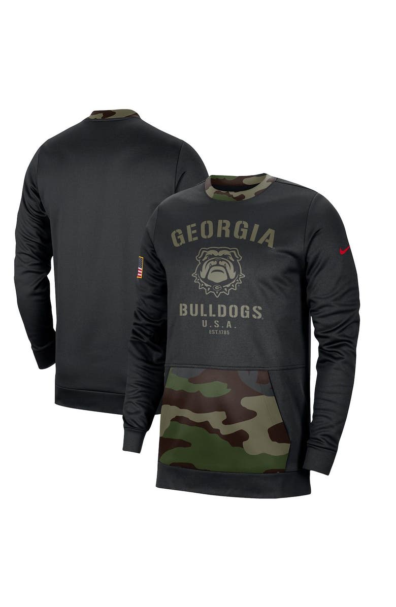 Nike Men's Nike Black/Camo Georgia Bulldogs Military Appreciation Performance Pullover Sweatshirt, Main, color, 