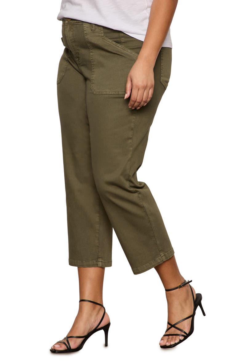 Retreat Mid Rise Crop Straight Leg Utility Pants, Alternate, color, BURNT OLIVE GREEN