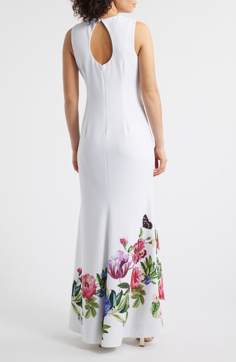 Vince Camuto Floral Sleeveless Mermaid Gown, Alternate, color, Ivory Multi