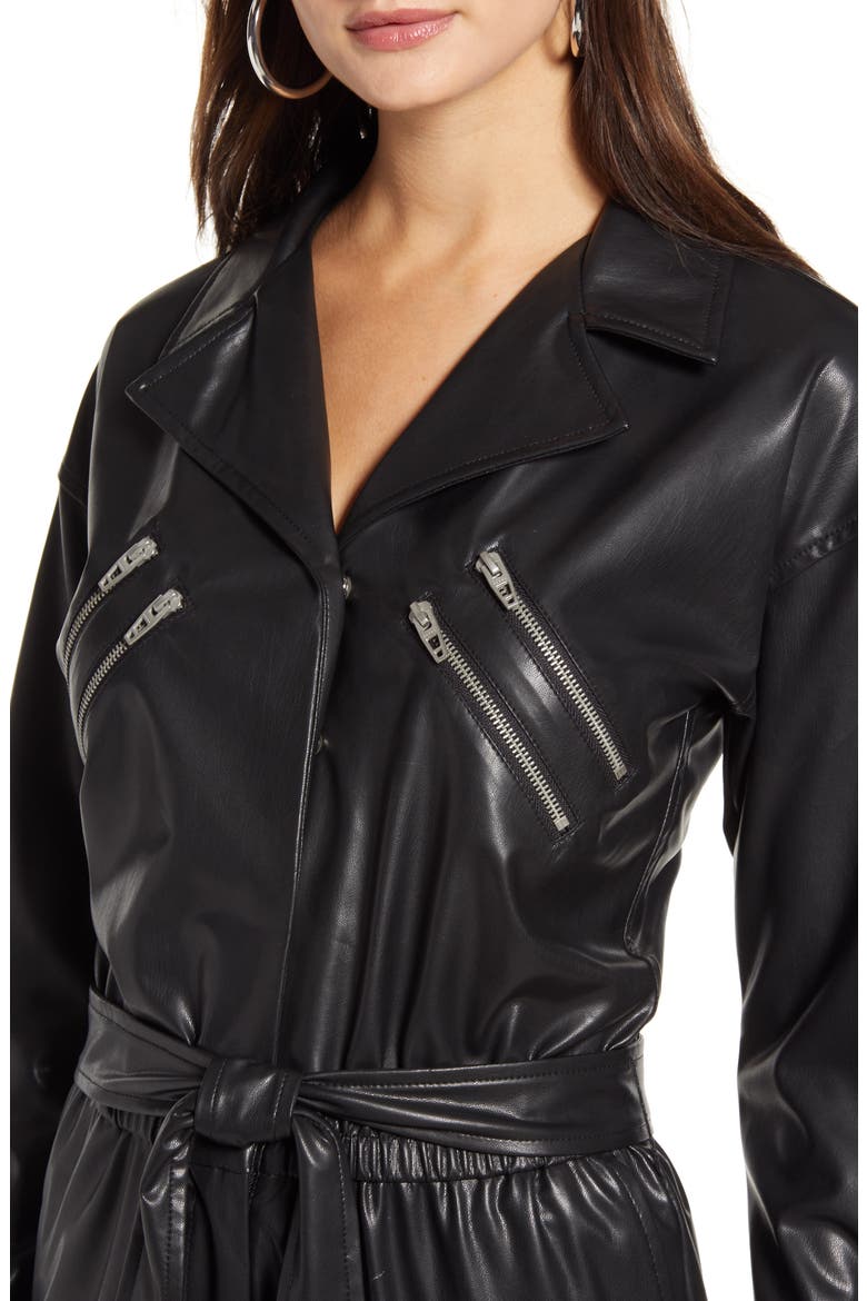 Faux Leather Long Sleeve Boilersuit, Alternate, color, EASTSIDE VIBES