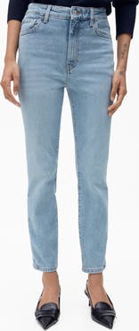 MANGO Claudia Waxed Crop Slim Fit Jeans