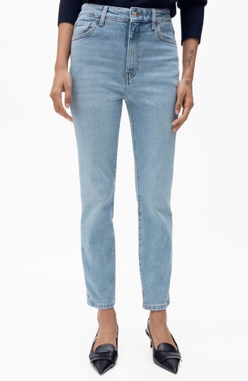 Mango Claudia Slim-fit Cropped Jeans Medium Blue In Blue