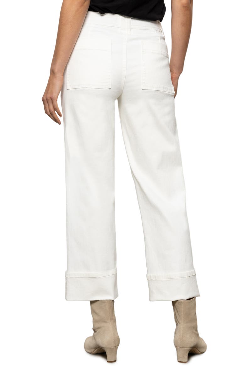 Luna Button Fly High Waist Cuff Straight Leg Jeans, Alternate, color, BLEACHED WHITE