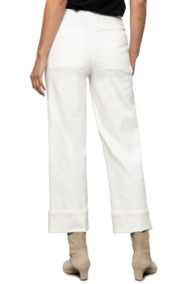 Sanctuary Luna Button Fly High Waist Cuff Straight Leg Jeans, Alternate, color, Bleached White
