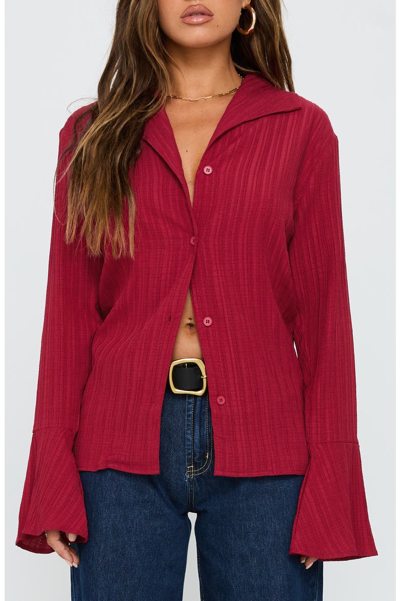 Beatris Bell Sleeve Shirt, Main, color, RED