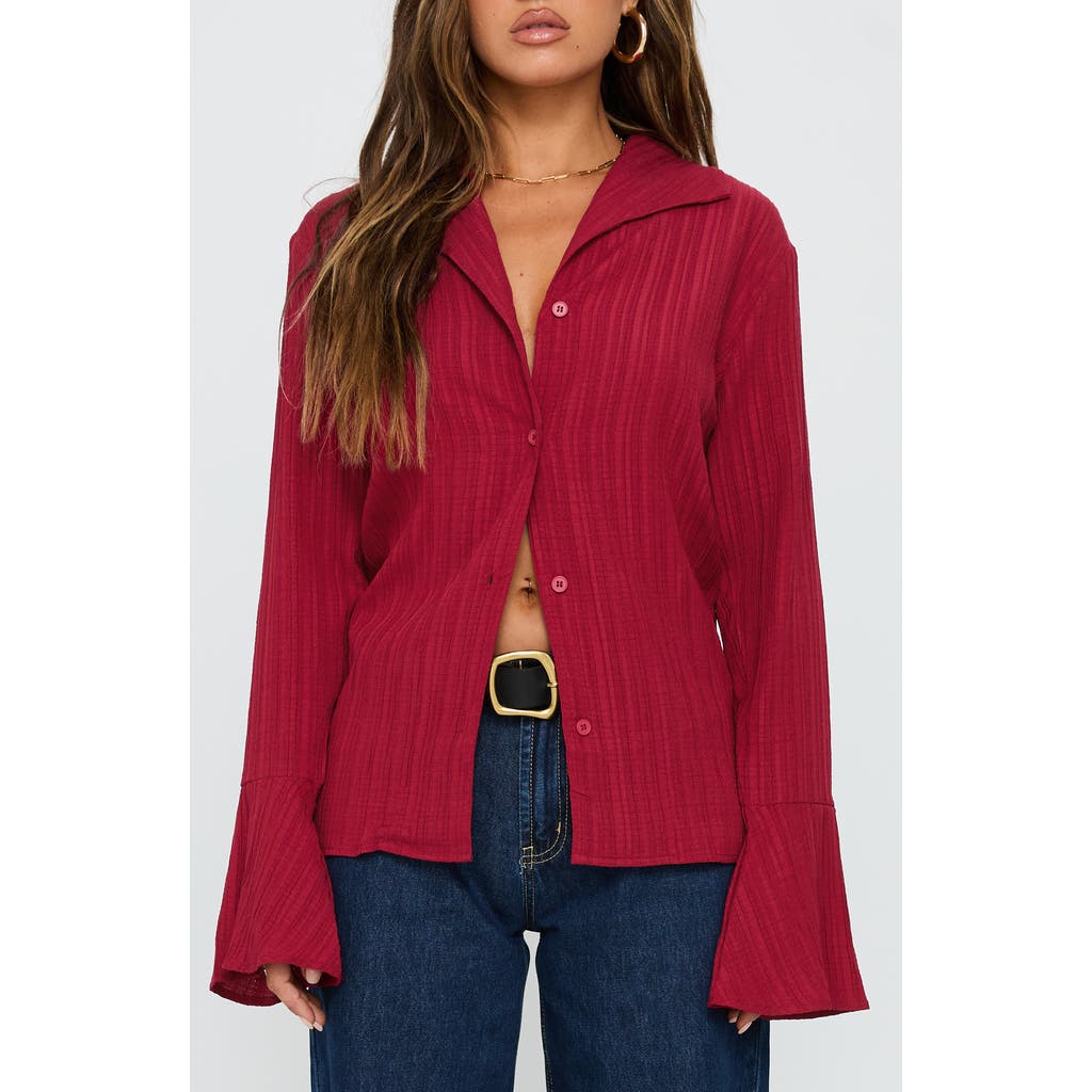 Princess Polly Beatris Bell Sleeve Shirt In Red