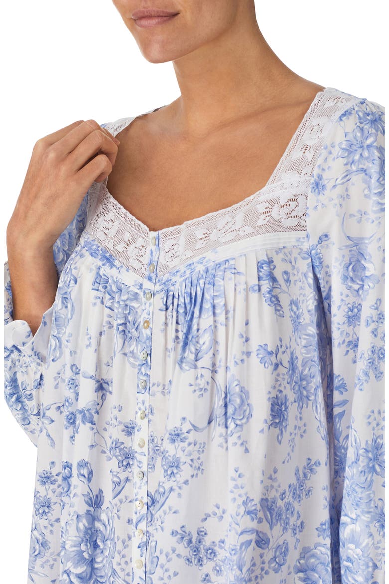 Ballet Button Front Cotton Robe, Alternate, color, WHT BLUE
