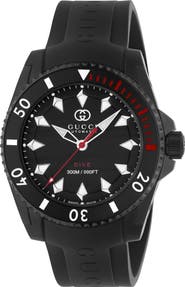 Gucci Dive Automatic Rubber Strap Watch, 40mm