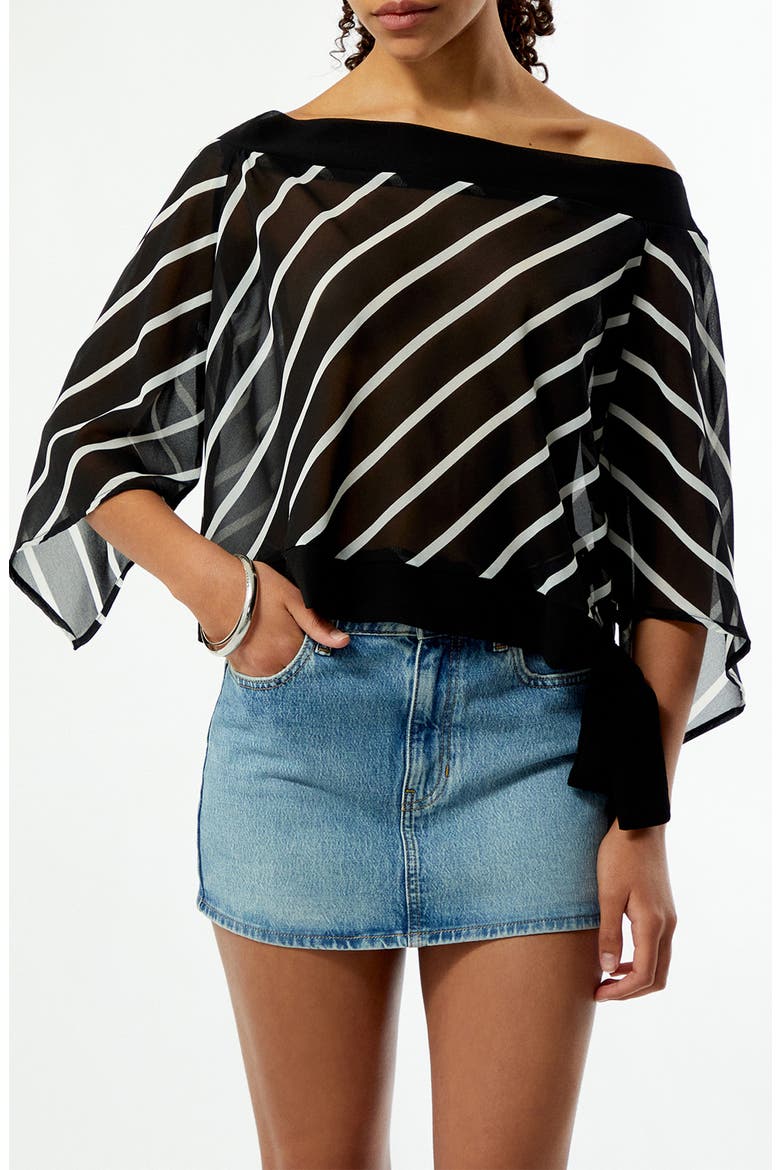 Ken Stripe One-Shoulder Top, Main, color, BLACK STRIPE