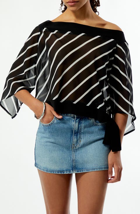 Ken Stripe One-Shoulder Top