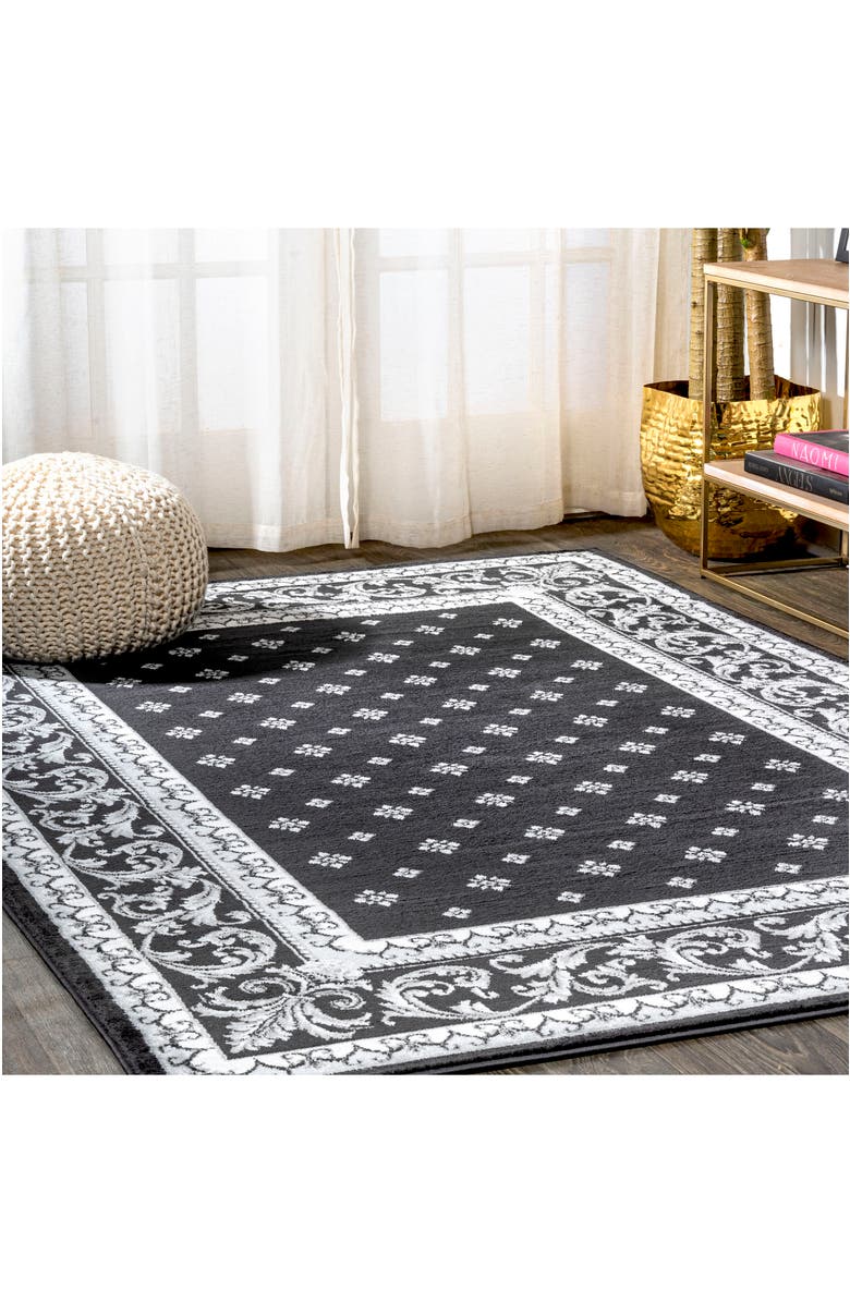 JONATHAN Y Acanthus French Border Area Rug, Alternate, color, Black/Gray