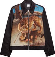 ENDLESS JOY Tiger Magpie French Linen Zip Blouson Jacket