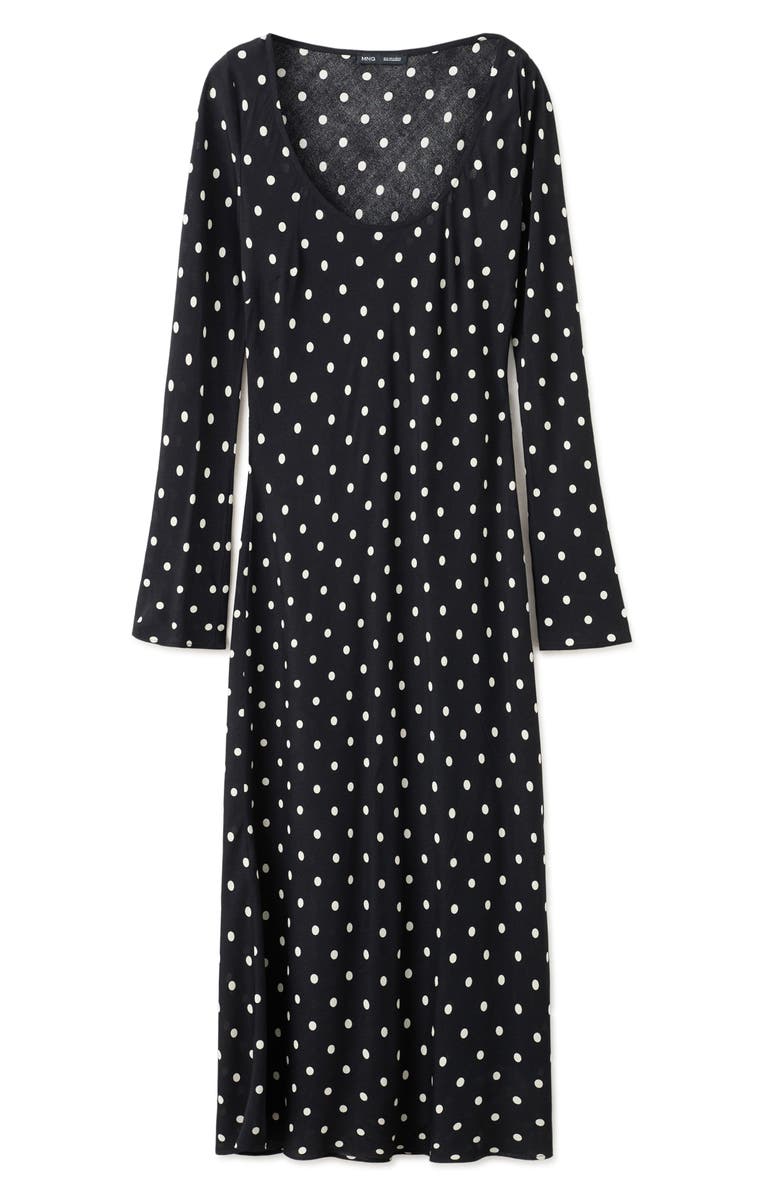 MANGO Dot Long Sleeve Maxi Dress, Main, color, 