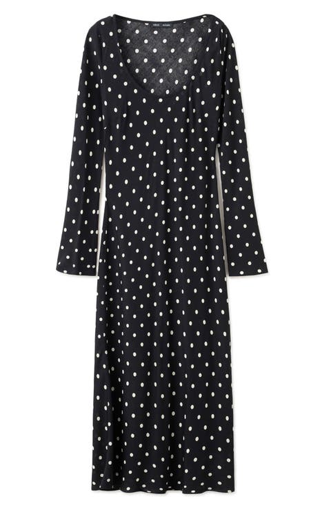 Dot Long Sleeve Maxi Dress