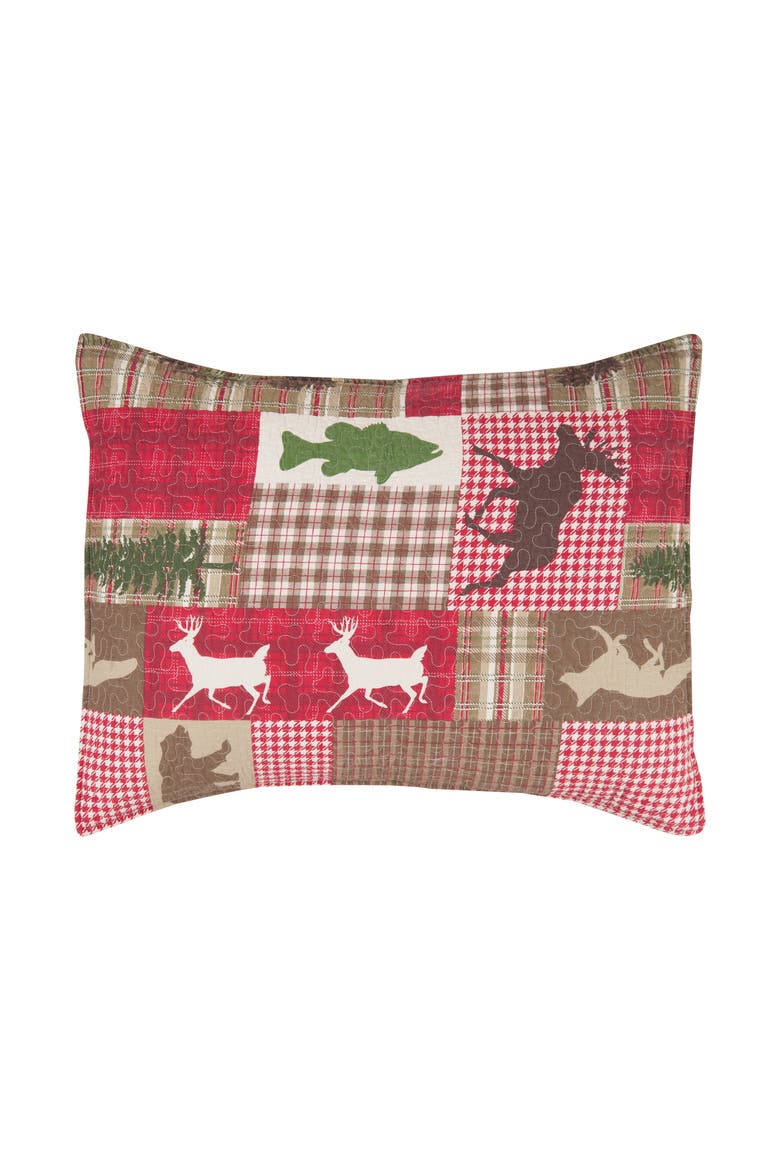20" x 26" Hillcrest Cabin Cotton Standard Sham - Machine Washable, Main, color, Red