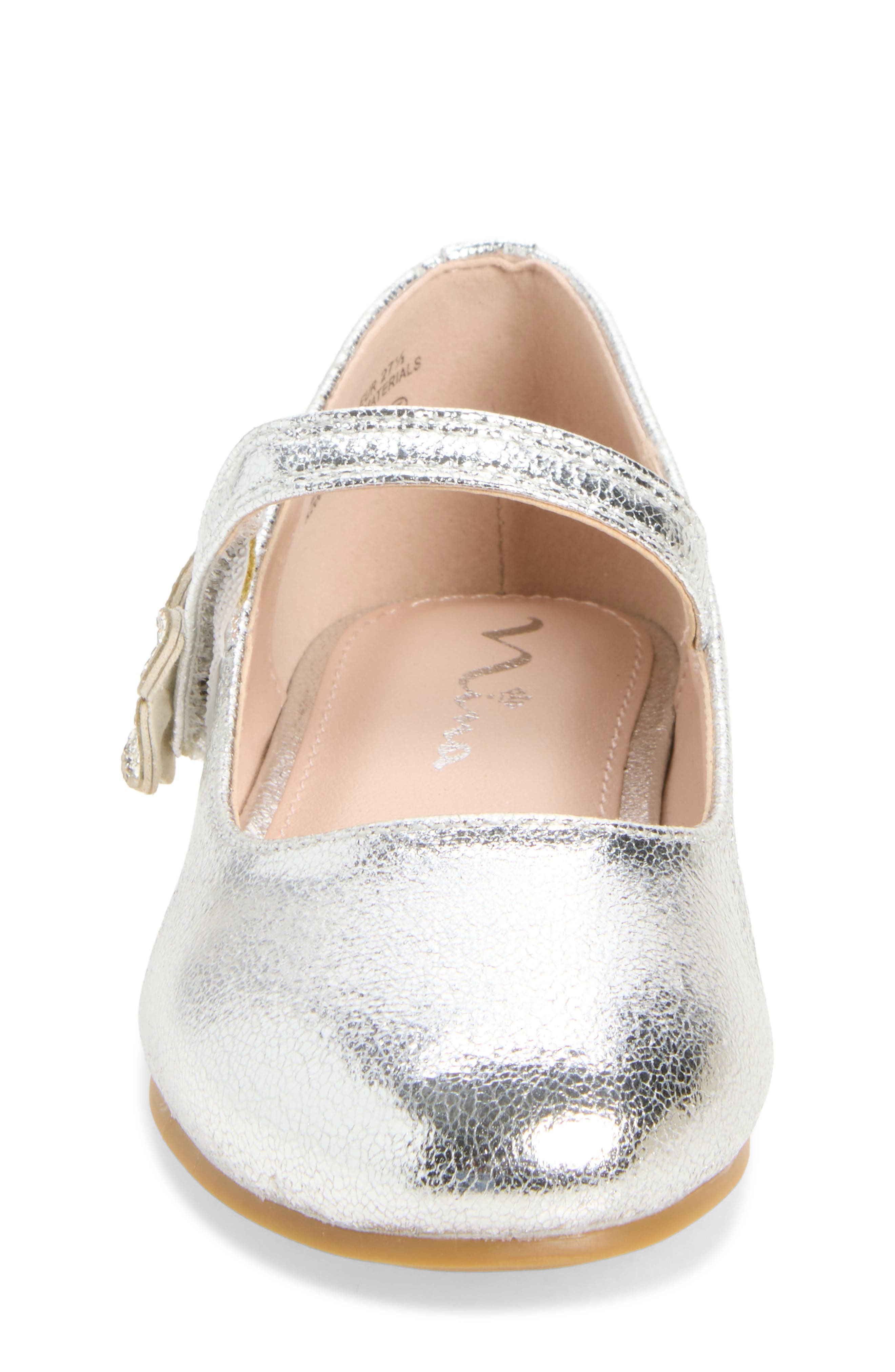 Kids' Amaya Mary Jane Flat, Alternate, color, SILVER CRACKLED METALLIC