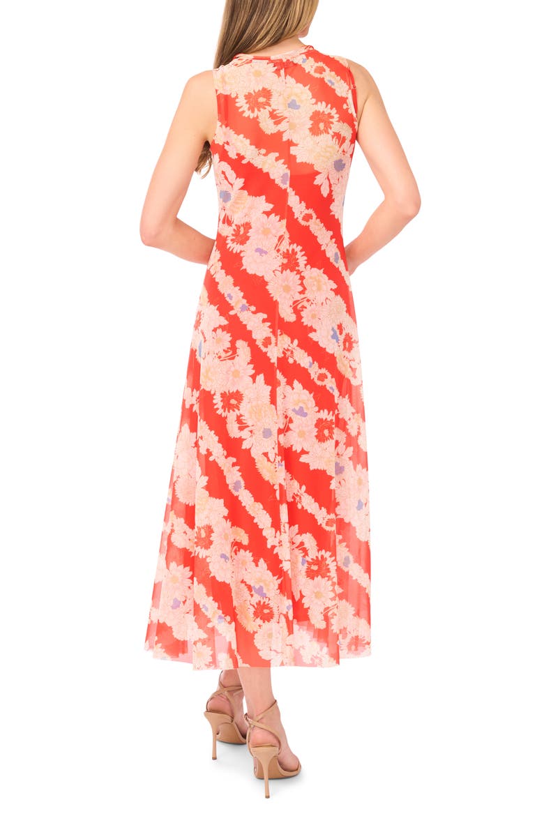Mariella Floral Sleeveless Mesh Maxi Dress, Alternate, color, FIRE ORANGE