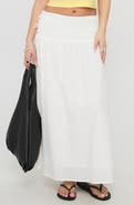 Princess Polly Venice Shirred Cotton & Linen Maxi Skirt
