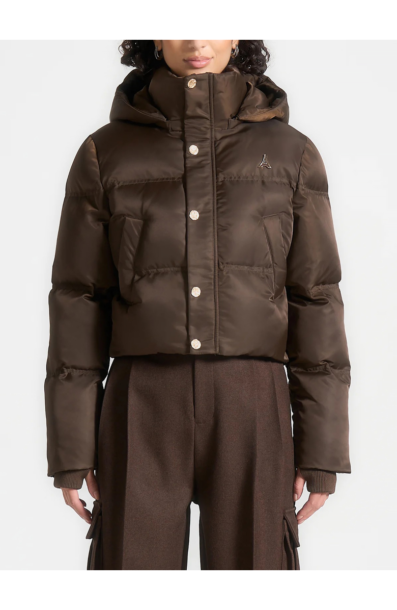 Manière De Voir Maeva Nylon Eiffel Cropped Puffer Jacket, Alternate, color, 