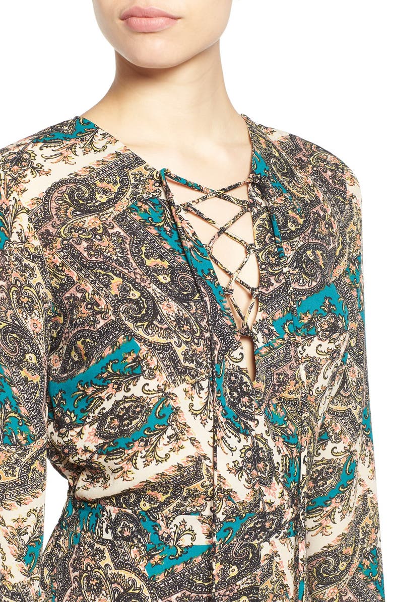 Sun & Shadow Lace-Up Romper, Alternate, color,