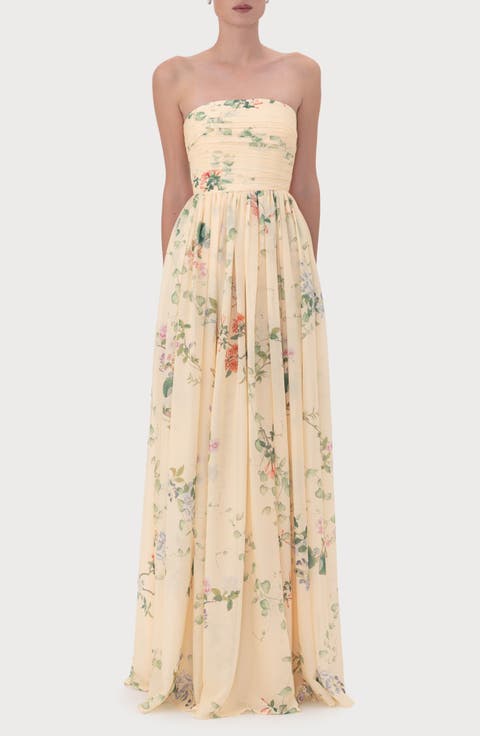 Camille Floral Strapless Gown