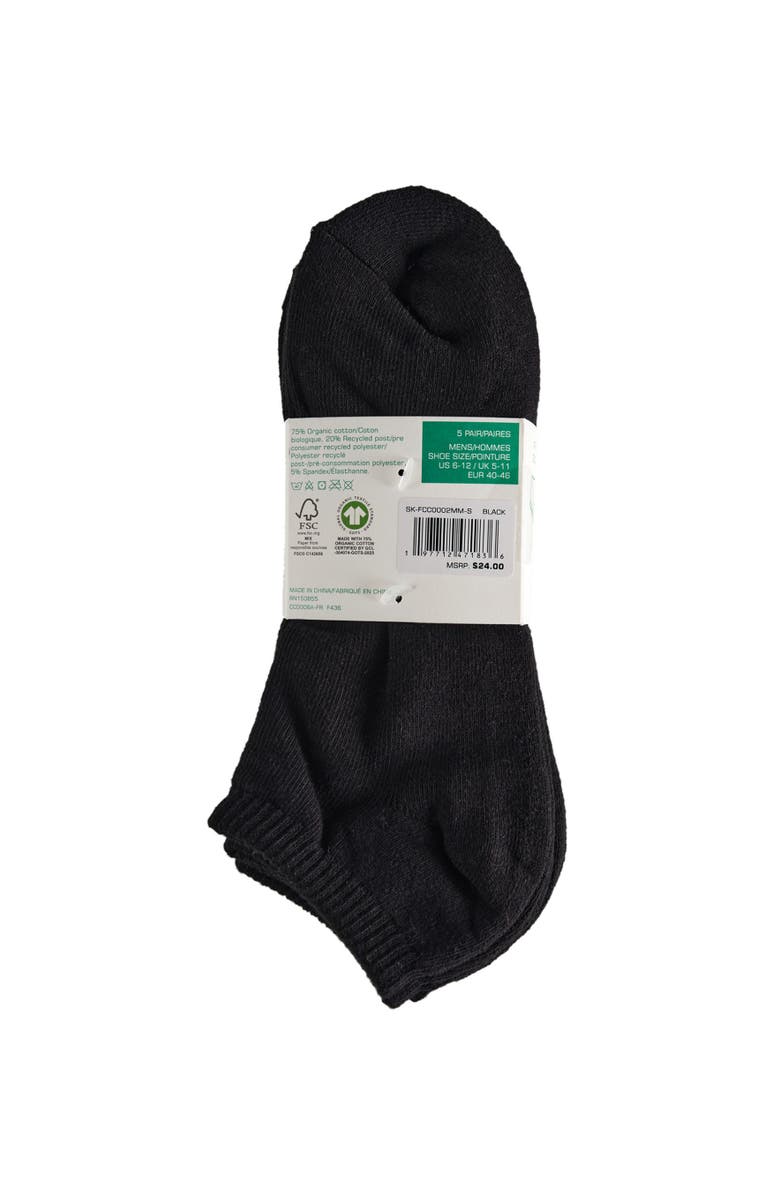 French Connection Organic Cotton Half Cushion Low Cut Sock 5-Pack, Alternate, color, Black