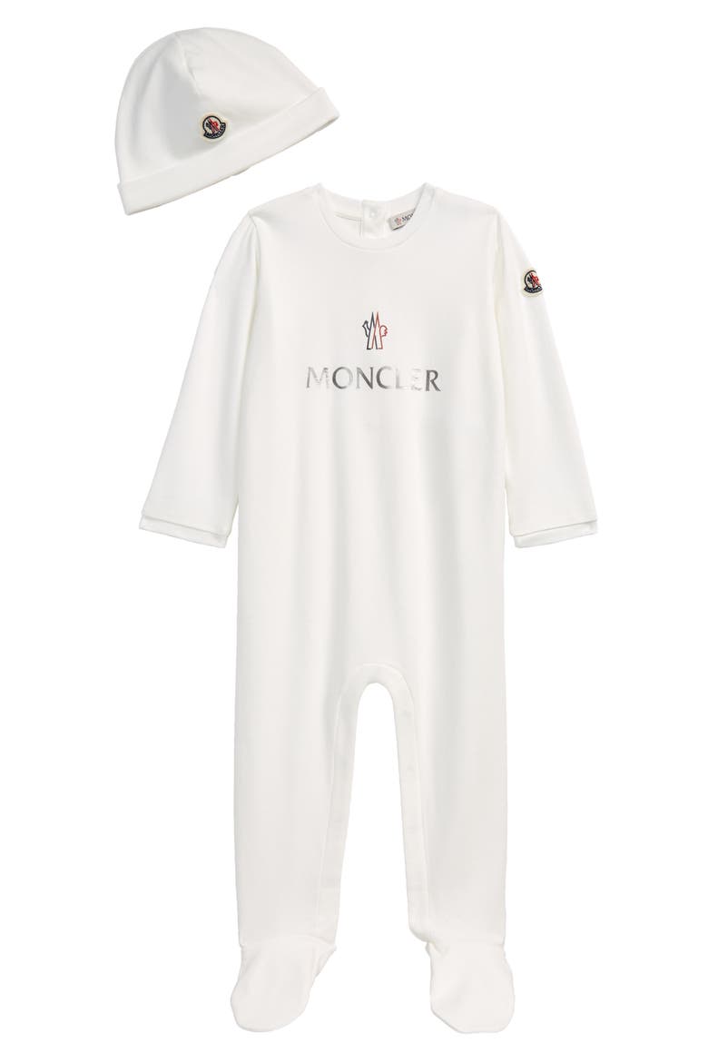 Kids' Logo Cotton Footie & Hat Set, Main, color, WHITE