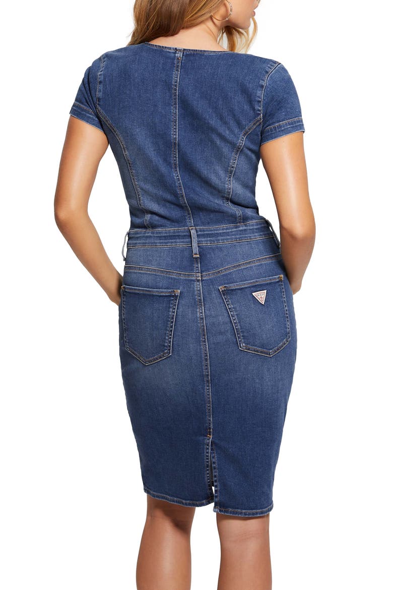 Naomy Denim Dress, Alternate, color, BLUE